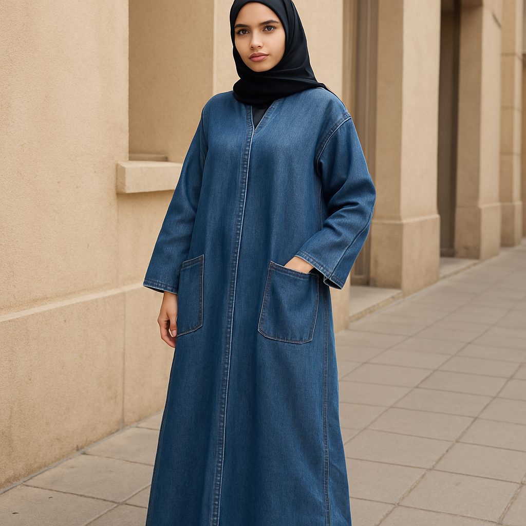 Stylish Denim Abaya and Jeans A Modern Twist