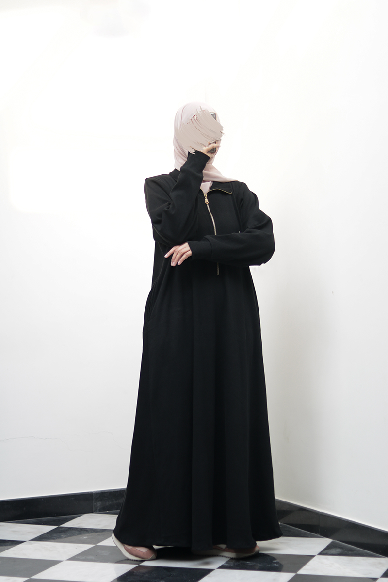 Black Knit Abaya - Image 8