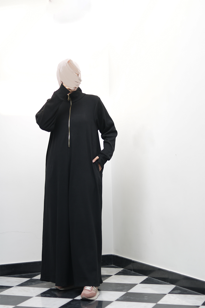 Black Knit Abaya - Image 5