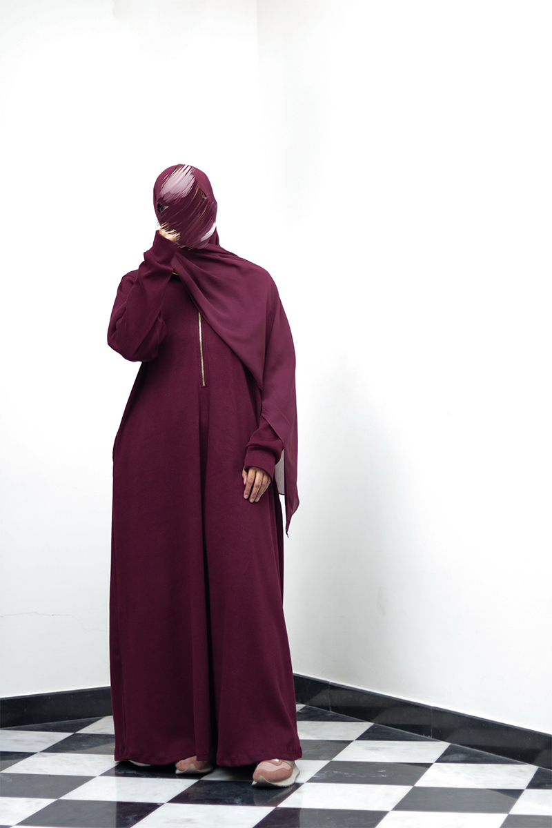 Burgundy Knit Abaya - Image 5
