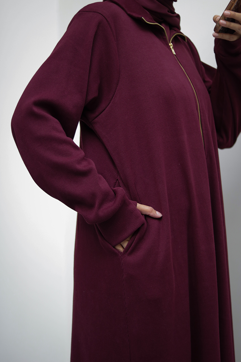 Burgundy Knit Abaya - Image 13