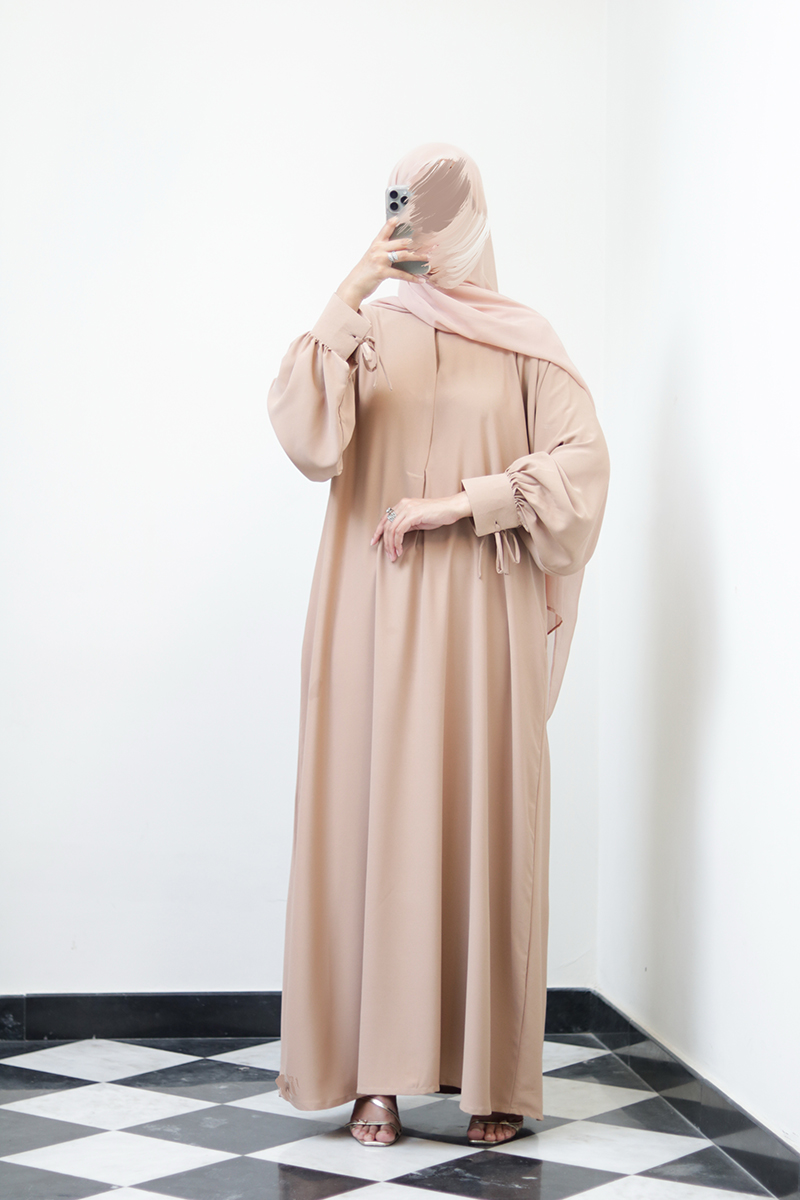 Cupcake Beige Bow Everyday Abaya