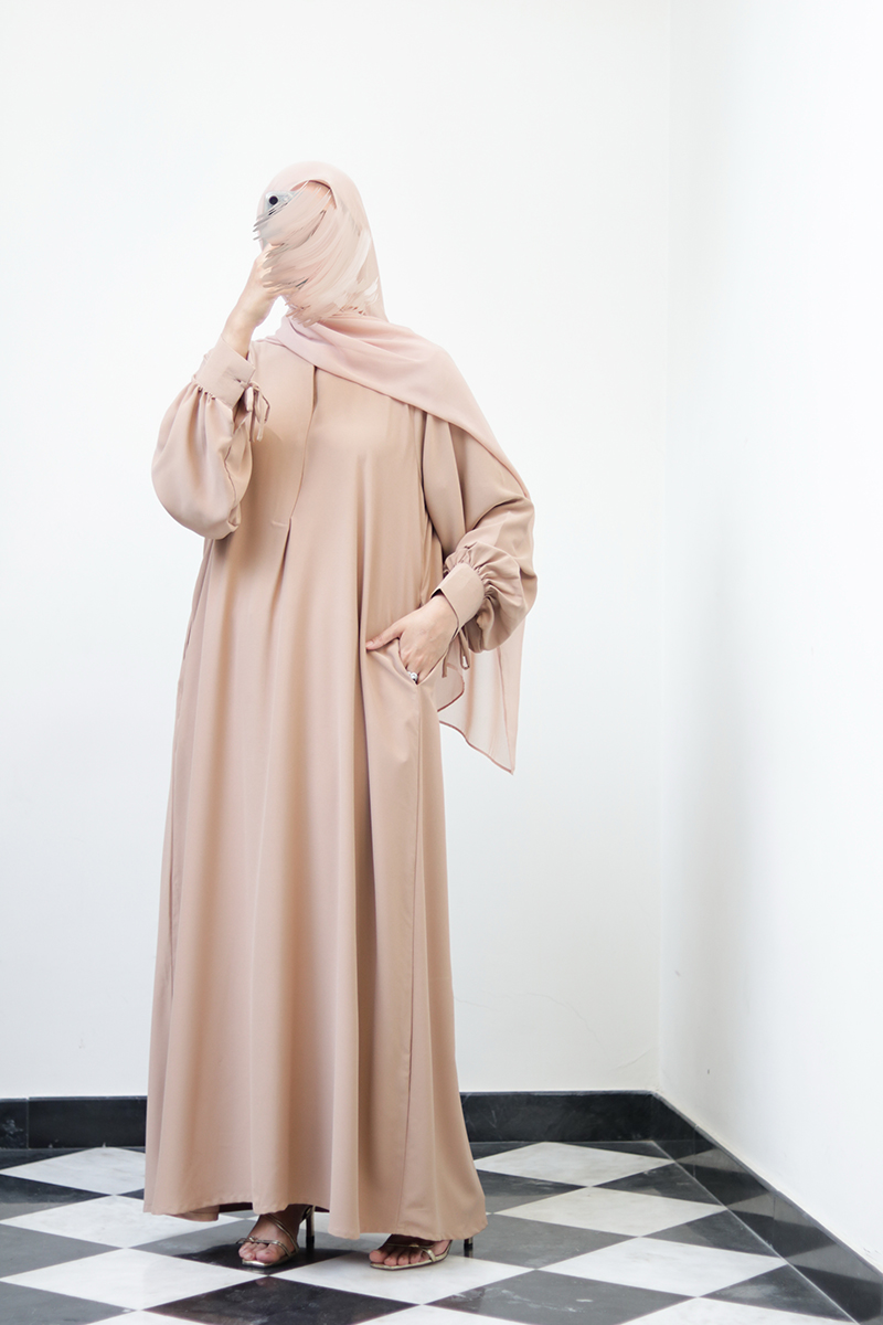 Cupcake Beige Bow Everyday Abaya