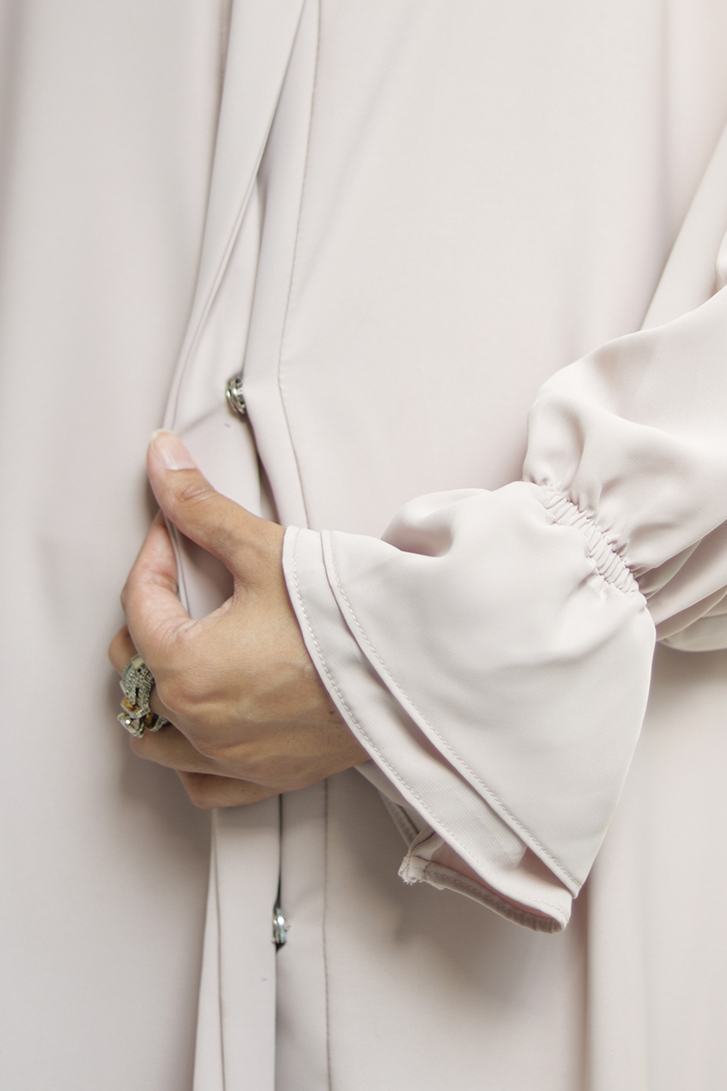 Strawberry Milk Buttoned Petal Abaya - Image 9