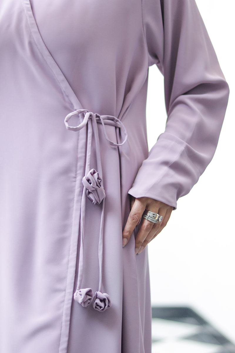 Ube Latte Rose Wrap Abaya - Image 7
