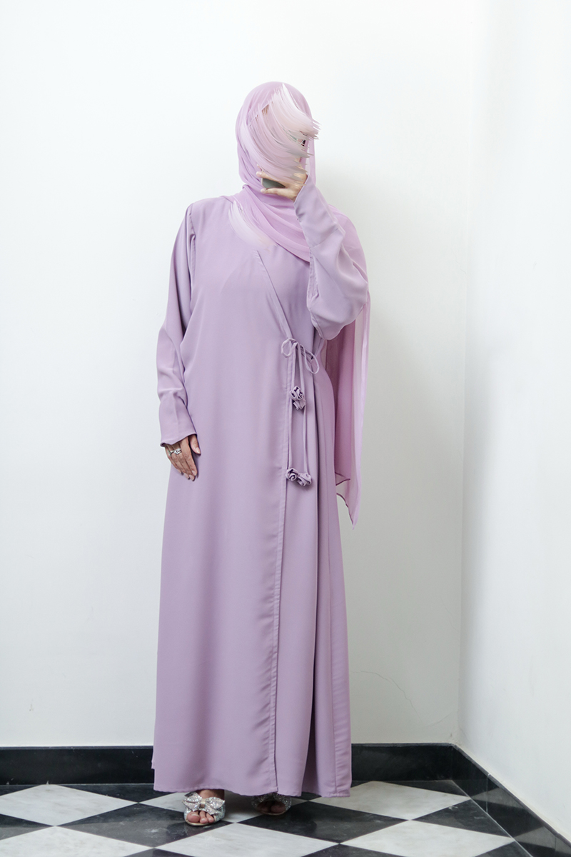 Ube Latte Rose Wrap Abaya - Image 5