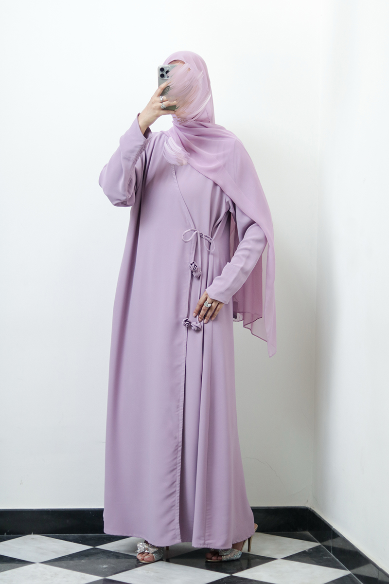 Ube Latte Rose Wrap Abaya - Image 4
